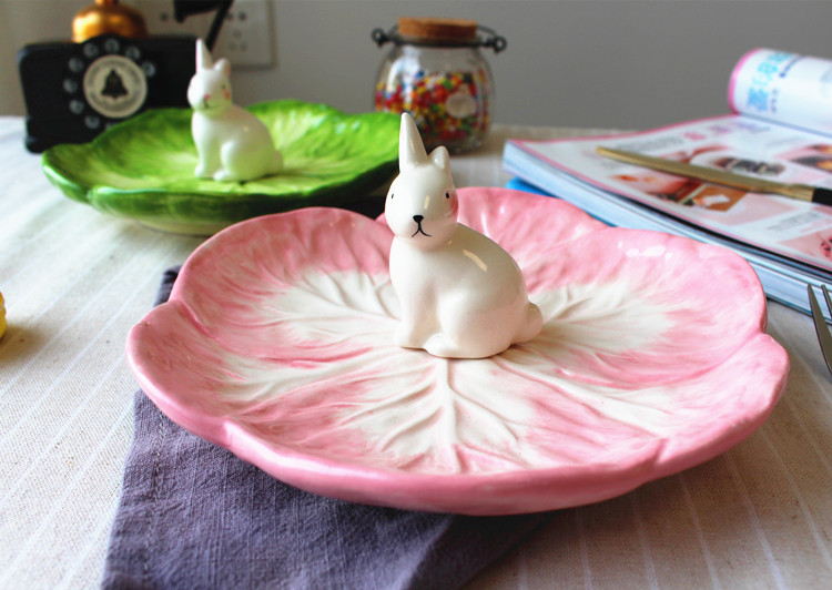 Jingdezhen ceramics under high temperature and glaze color Japanese express cartoon animals rabbits snack plate of fruit plate