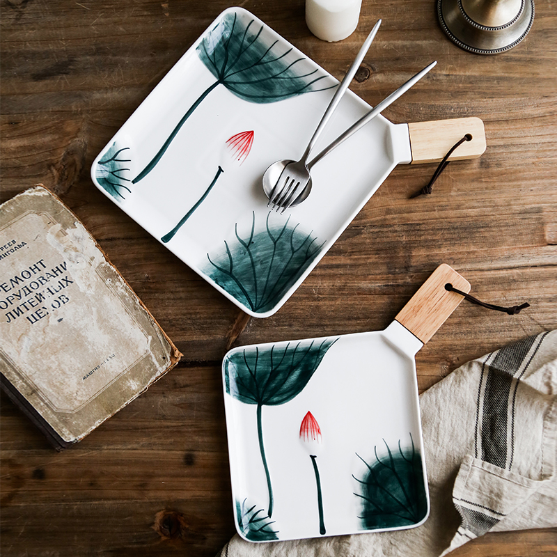Breakfast steak dribbling wood put the plate of the new creative pendulum plate ceramic cake plate west plate dinner plate