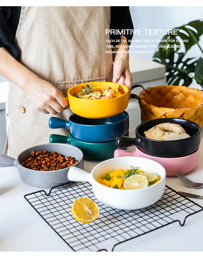 Oven baked jobs ceramic fruit salad bowl for single handle pan, Japanese household breakfast dishes on the dishes