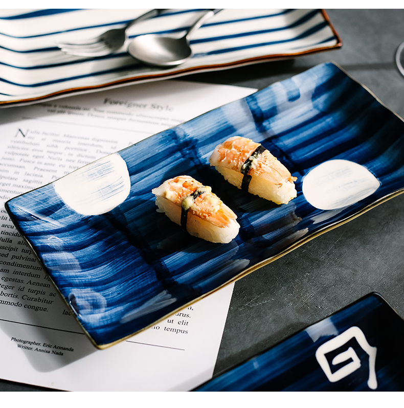 The Nordic rectangle plate strip plate ceramic snack plate dinner plate ideas snacks Japanese sushi platter