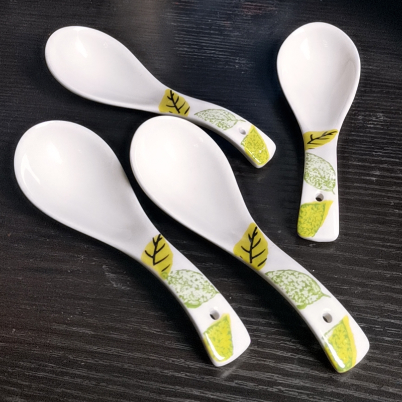 Little soup spoon, ceramic printing color spoons household utensils spoons