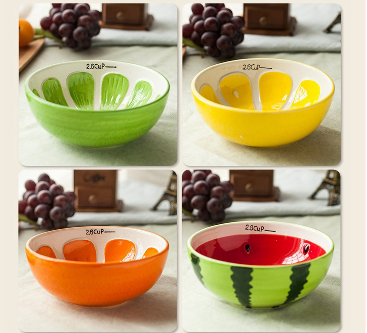 Jingdezhen ceramic creative cartoon express 7 inch fruit pull rainbow such as bowl noodles in soup bowl big rainbow such as bowl dessert salad bowl