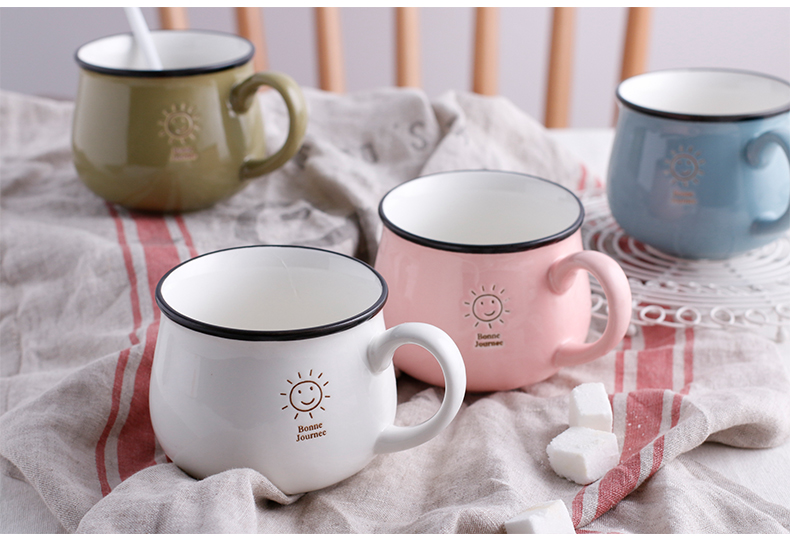 Northern wind creative lovely smiling face mark ceramic cup ultimately responds a cup of milk for breakfast cup of office coffee cup