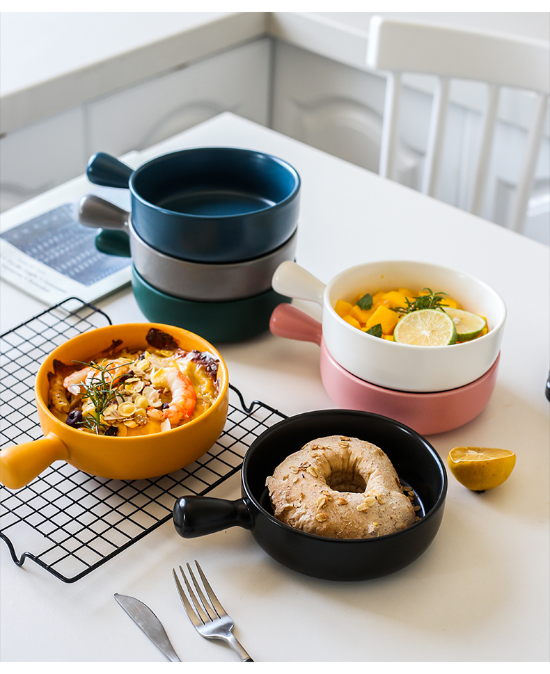 Oven baked jobs ceramic fruit salad bowl for single handle pan, Japanese household breakfast dishes on the dishes