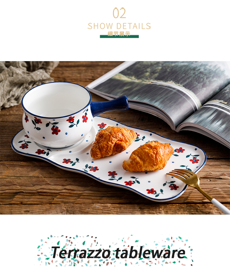 Rural wind small hand - made ceramic tableware household small bowl of porridge spoon keller 0 plate the bowl of soup bowl