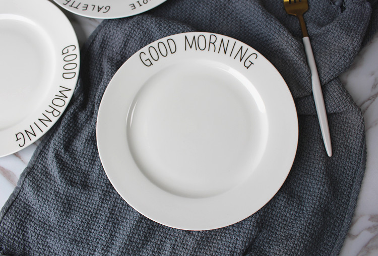 Northern wind INS breakfast French letters ceramic cake, pasta dish dish dish fruit salad steak dinner plate