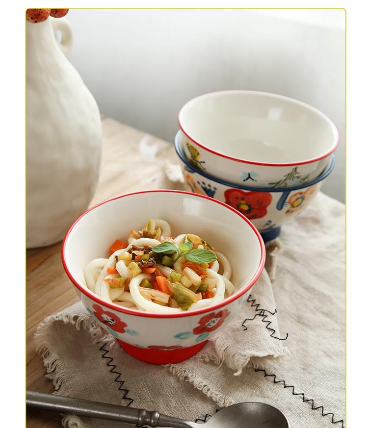 Nordic ins tall bowl home against hot hat to small rainbow such as bowl bowl hand - made rice bowls thickening single tableware