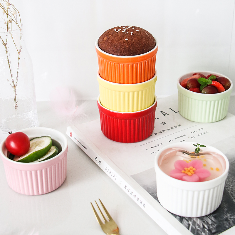 Jingdezhen shu she bake to use baking cake mould jelly ice cream dessert pudding ceramic bowl stripe cup
