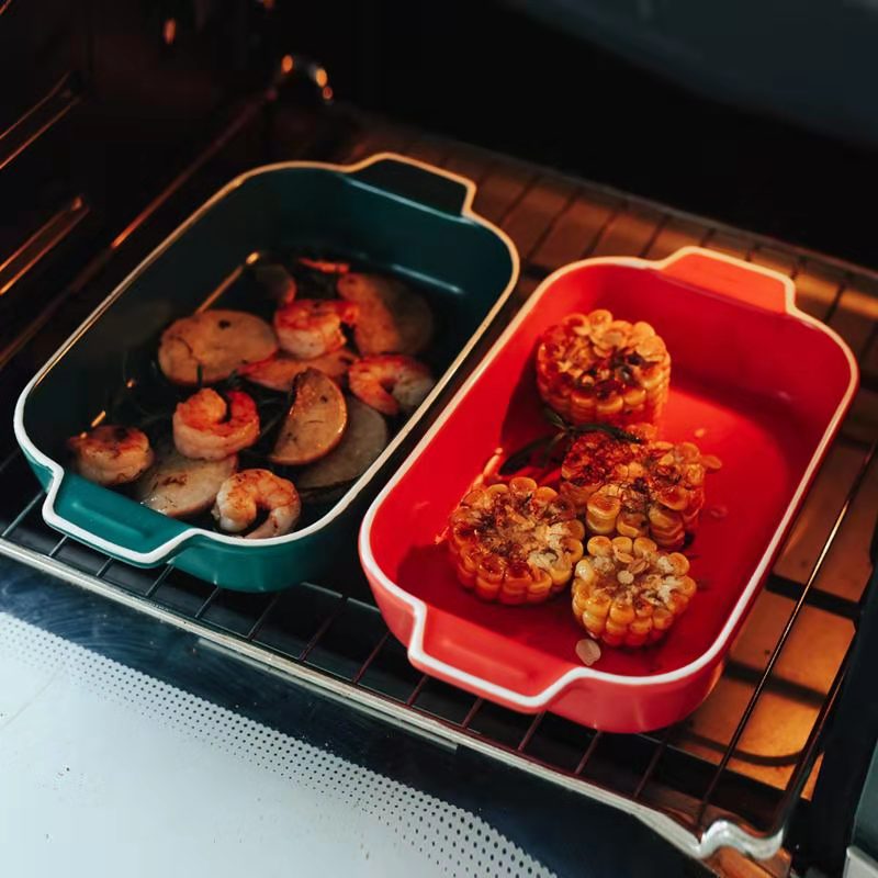 Ears roasted bowl pan ceramic cheese baked FanPan rectangle oven creative western - style food tableware plate household food dish