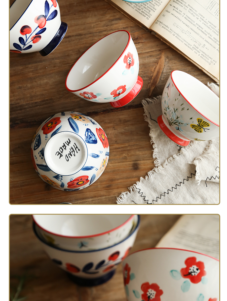 Nordic ins tall bowl home against hot hat to small rainbow such as bowl bowl hand - made rice bowls thickening single tableware