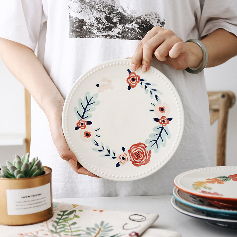 Creative European - style seasons bead edge plate of household ceramics pastry snack plate single I sitting room dessert plate