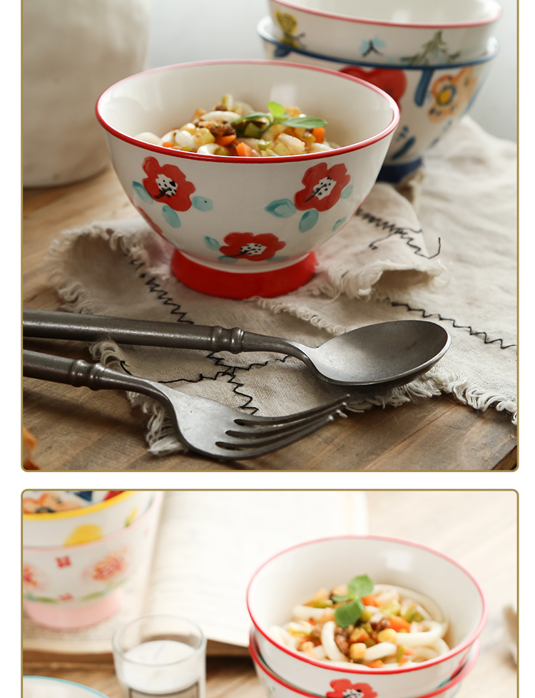 Nordic ins tall bowl home against hot hat to small rainbow such as bowl bowl hand - made rice bowls thickening single tableware