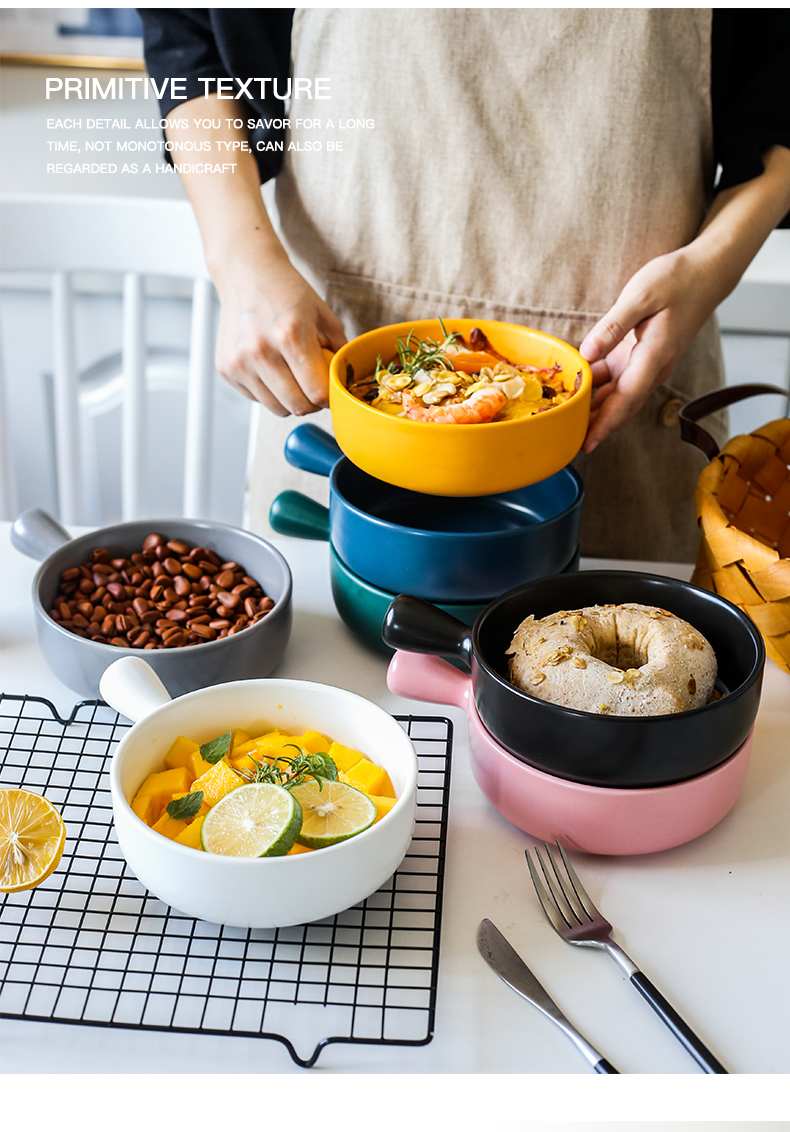 Oven baked jobs ceramic fruit salad bowl for single handle pan, Japanese household breakfast dishes on the dishes