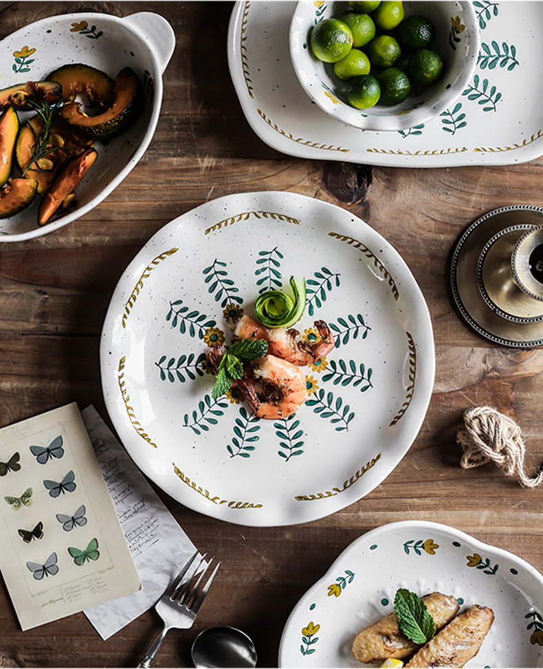 Creative glaze color hand - made floret tableware under Japanese original glaze ceramic pure and fresh and lovely lace plate rice rainbow such use