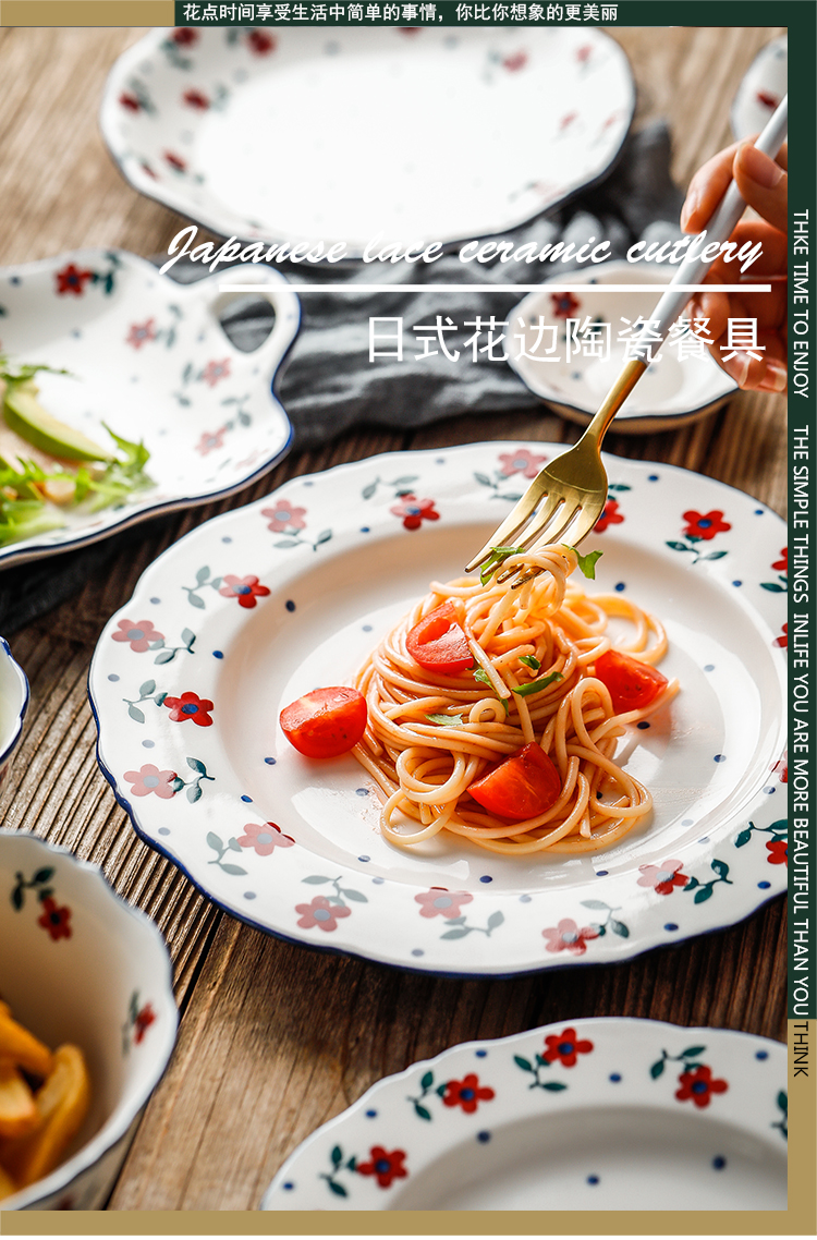Rural wind small hand - made ceramic tableware household small bowl of porridge spoon keller 0 plate the bowl of soup bowl