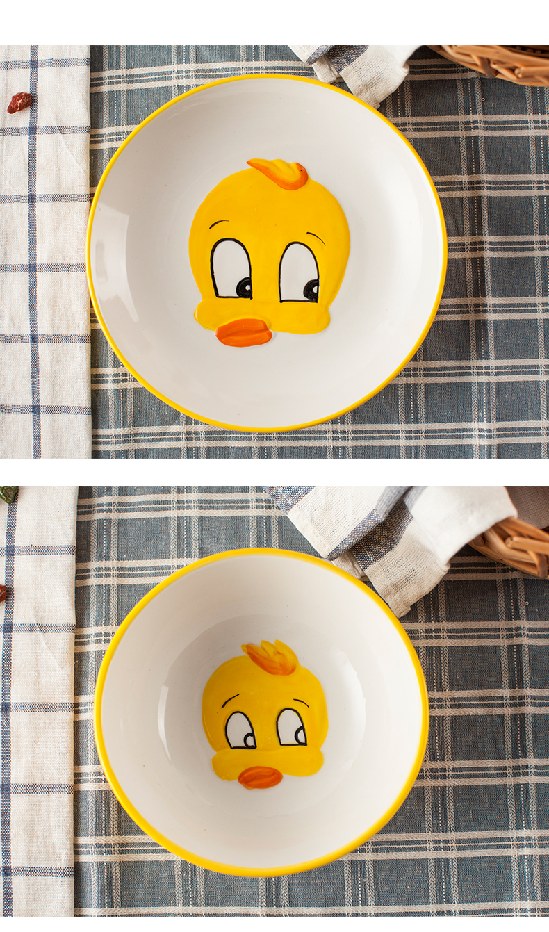 Northern wind creative children with express cartoon animal style ceramic dishes run of four sets of environmentally friendly tableware a suit