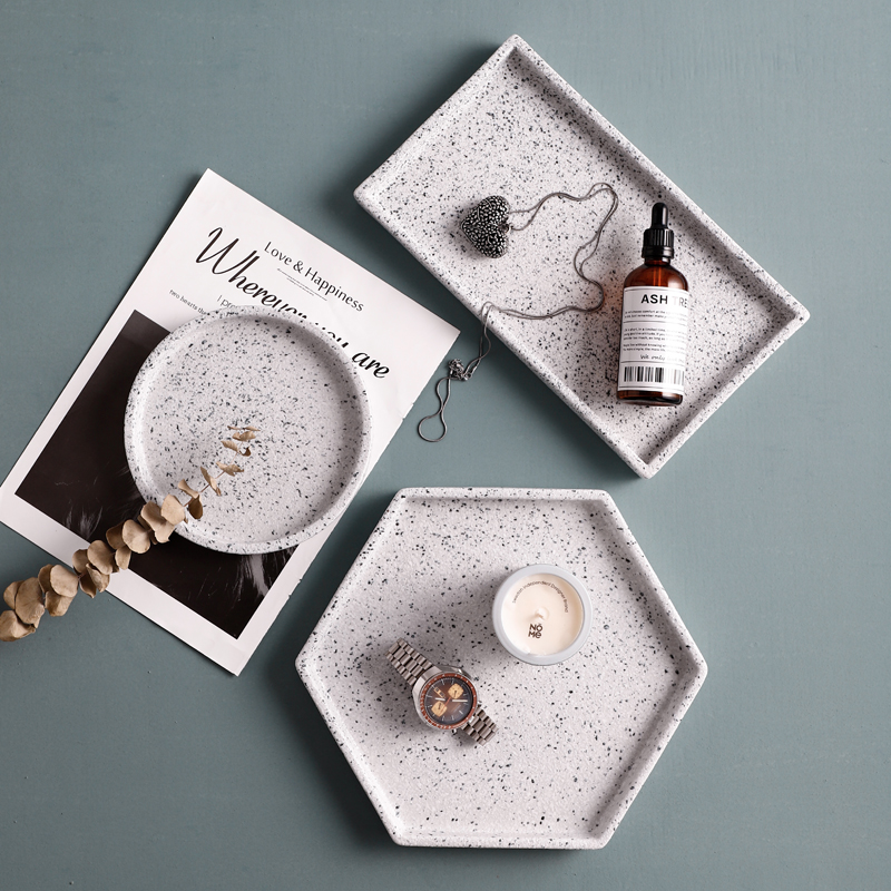 Western food steak terrazzo ceramic plate plate photo tray was first adorn article posed the Nordic household hexagonal plate plate
