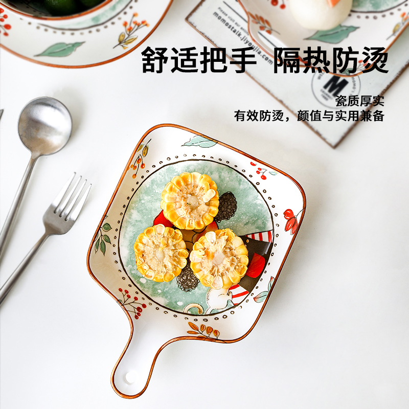 Fairy by Tate forest Japanese hand - made ceramic tableware creative cartoon children express single rice soup bowl ears fish dishes