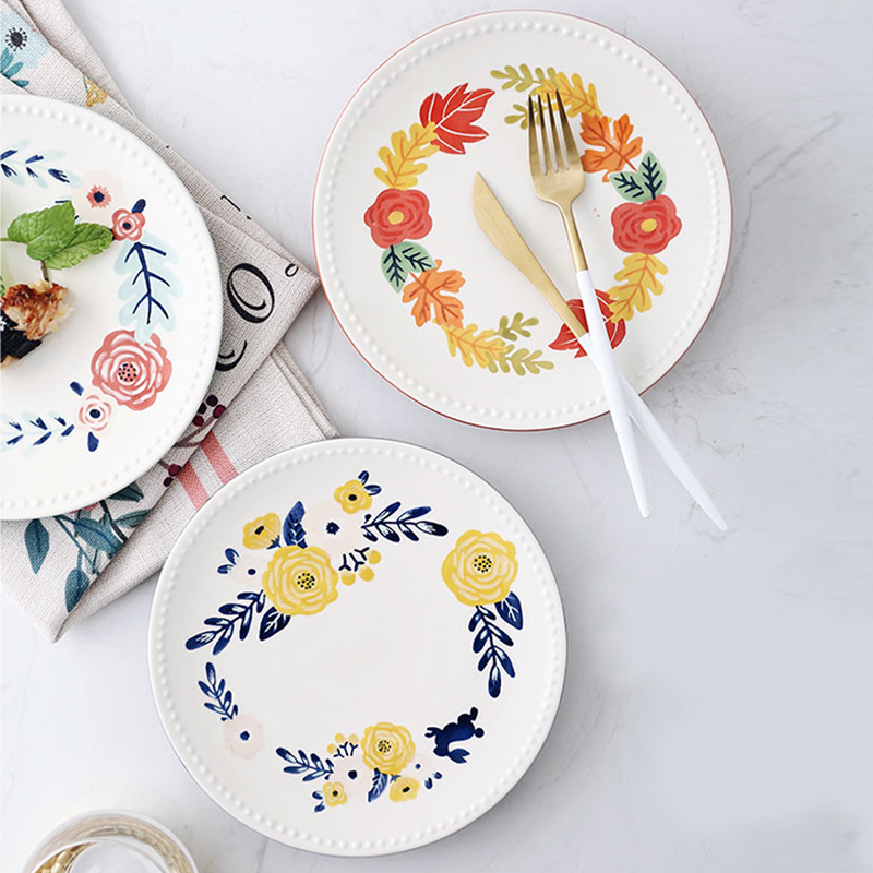Creative European - style seasons bead edge plate of household ceramics pastry snack plate single I sitting room dessert plate
