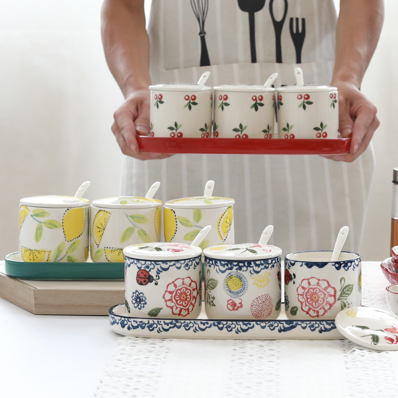 Northern wind INS cherry seasoning sauce seasoning box of kitchen pot of pottery and porcelain ceramic chopsticks home drop tube