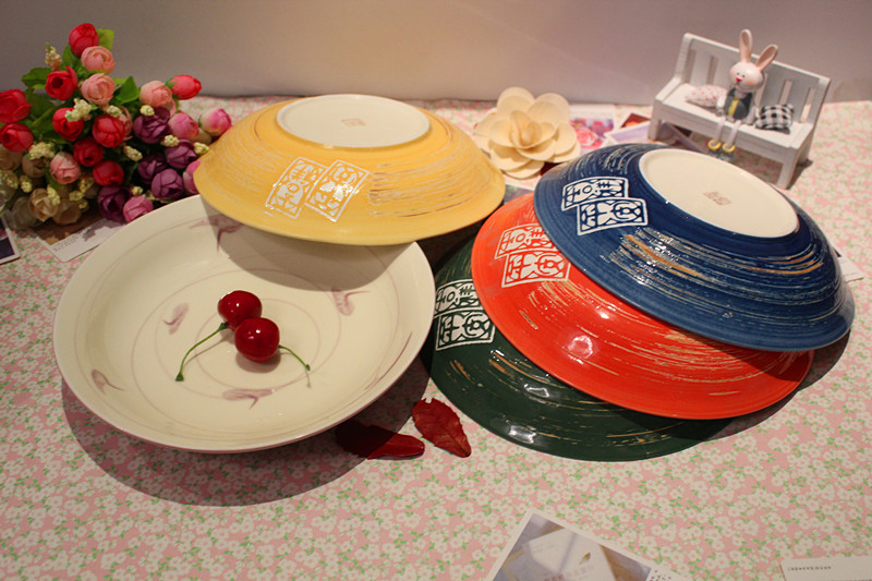 The Original Japanese and Korean ceramics tableware five - color series of peace and prosperity for the deep dish bowl