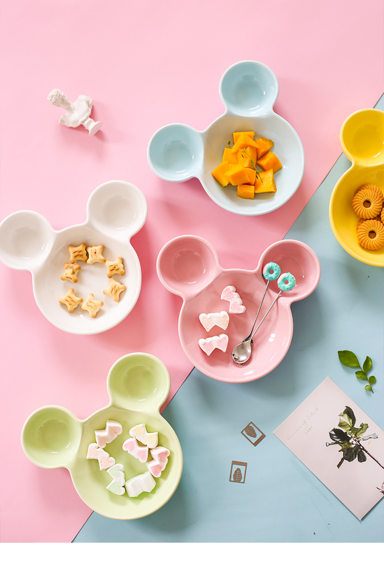 Baby, lovely mickey ceramic plate suit children 's creative bowl plate FanPan cartoon points breakfast tray
