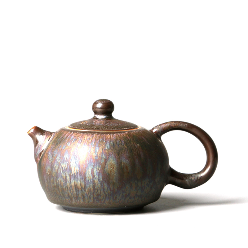 Objects Zhichen Weichun Tianmu Glaze Teapot Jianzhan Xishi Pot Ceramic Gongfu tea with handmade ball hole tea maker