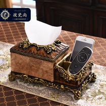 European retro tissue box American luxury multi-function remote control storage box Paper drawing living room Chinese tea table ornaments