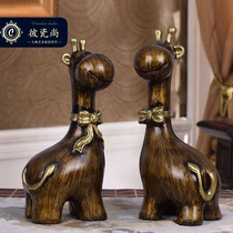 European American retro home furnishings Living room TV cabinet Chinese decoration Creative couple Deer wedding gift