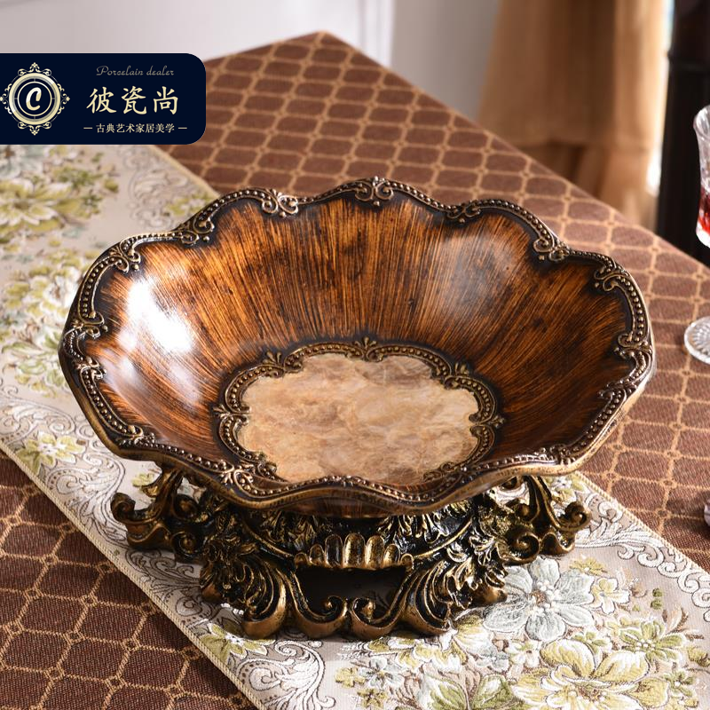 European-style fruit plate three-piece set luxury retro high-end living room creative home American Chinese style decoration coffee table decoration