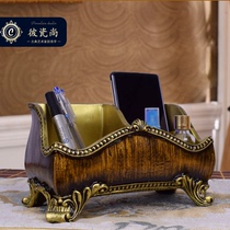 European retro luxury multi-function storage box Remote control cosmetics mobile phone sundries box American coffee table ornaments