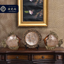 Chinese classical retro couple fish ornaments three-piece American living room TV cabinet wine cabinet decoration