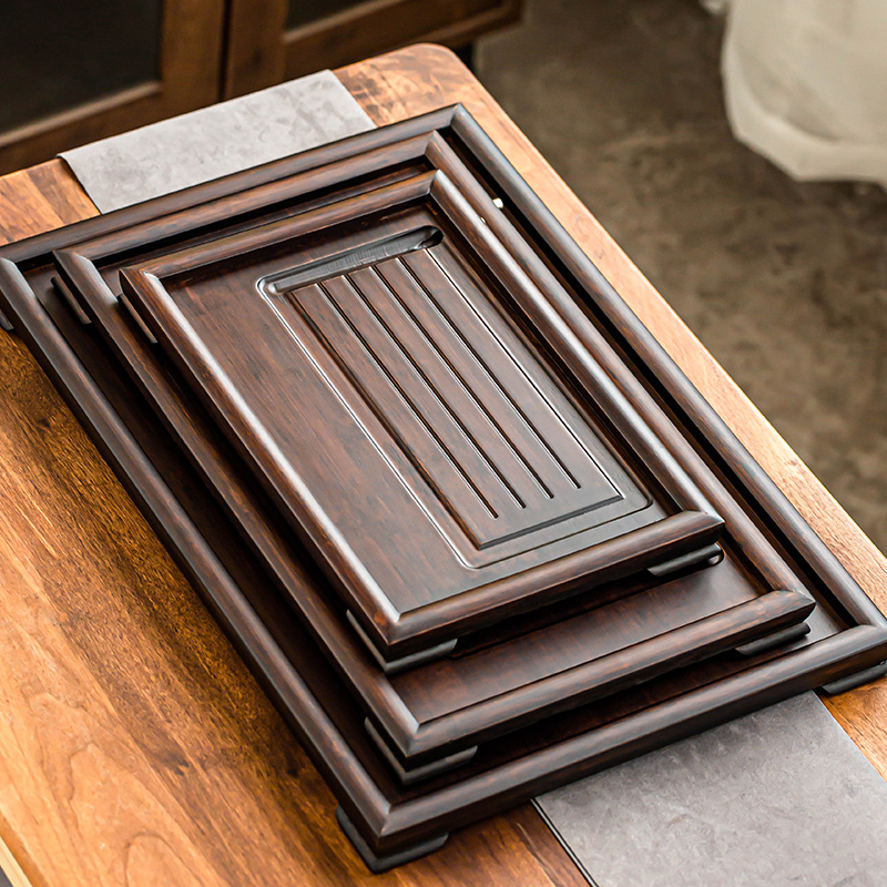 Bamboo Tea Tray Tablet Large Number Bamboo Tea Sea Small Number Tray Korn Tea Furniture Solid Wood Tea Tray Tea Terrace Tea Topo Drain-Taobao