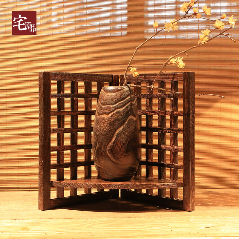House original products Antique small screen ornaments Solid wood hollow handicraft screen shelves Chinese style desktop shelves