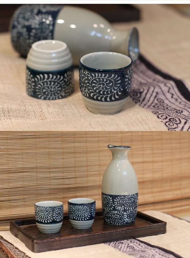 Bộ ly rượu sake Nhật Bản xuất khẩu Bộ rượu sake Nhật Bản Bộ rượu vang gốm nhiệt độ cao Bộ hộp quà tặng cao cấp - Rượu vang kệ để rượu vang