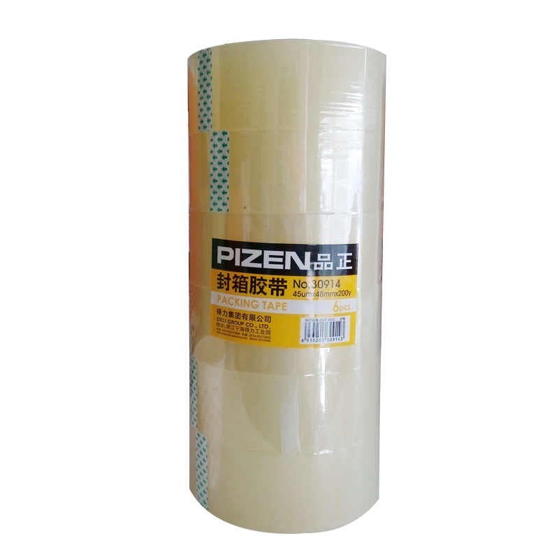 Deli 30914 transparent tape sealing tape packing tape bandwidth 4 8CM long 200Y sticky strong
