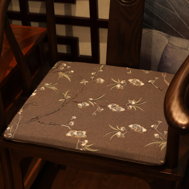 New Chinese style cotton and linen embroidery Taishi chair ring chair cushion mahogany sofa furniture tea chair linen cushion custom