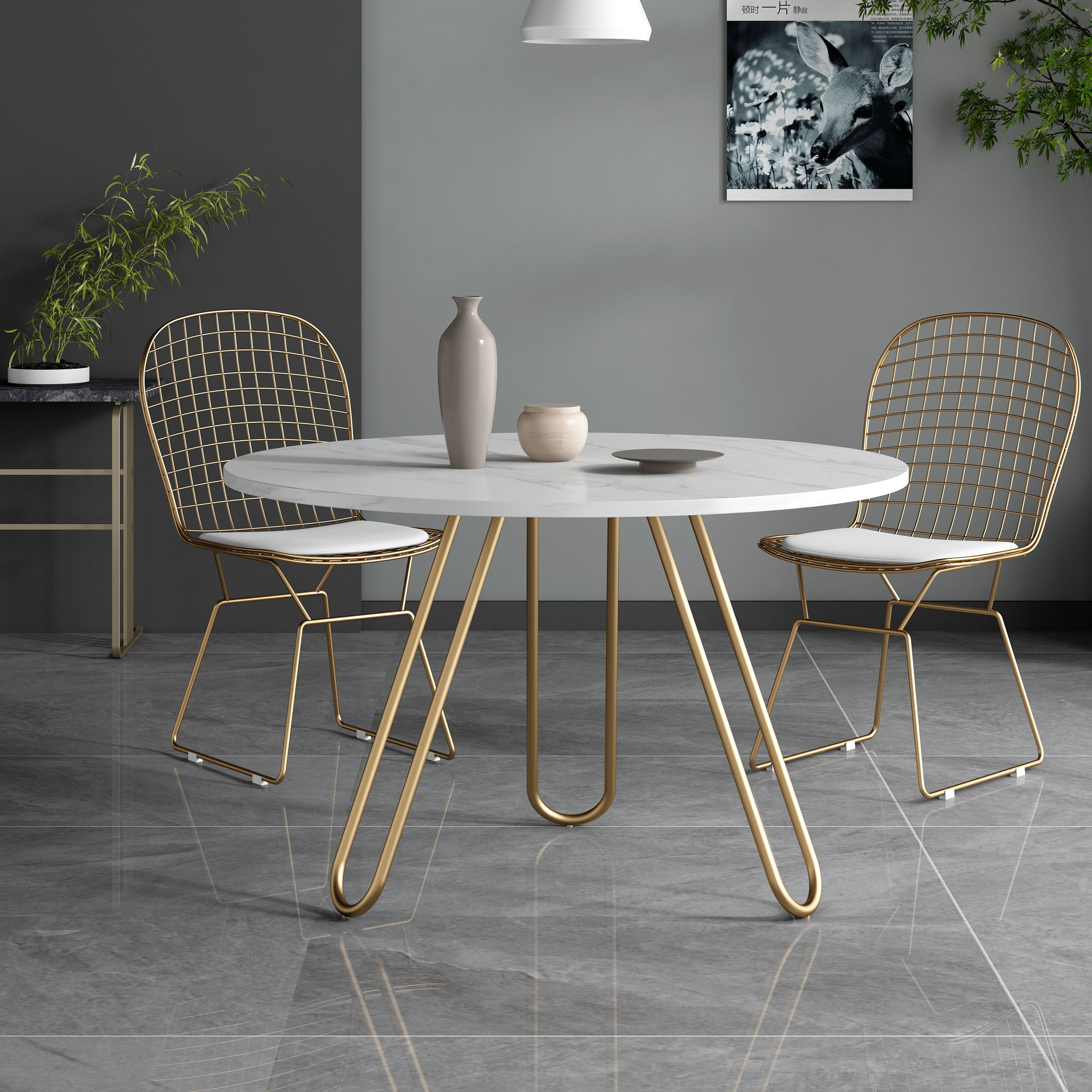 Light luxury marble round negotiation table and chair combination milk tea shop coffee shop table leisure creative sales office reception table and chairs