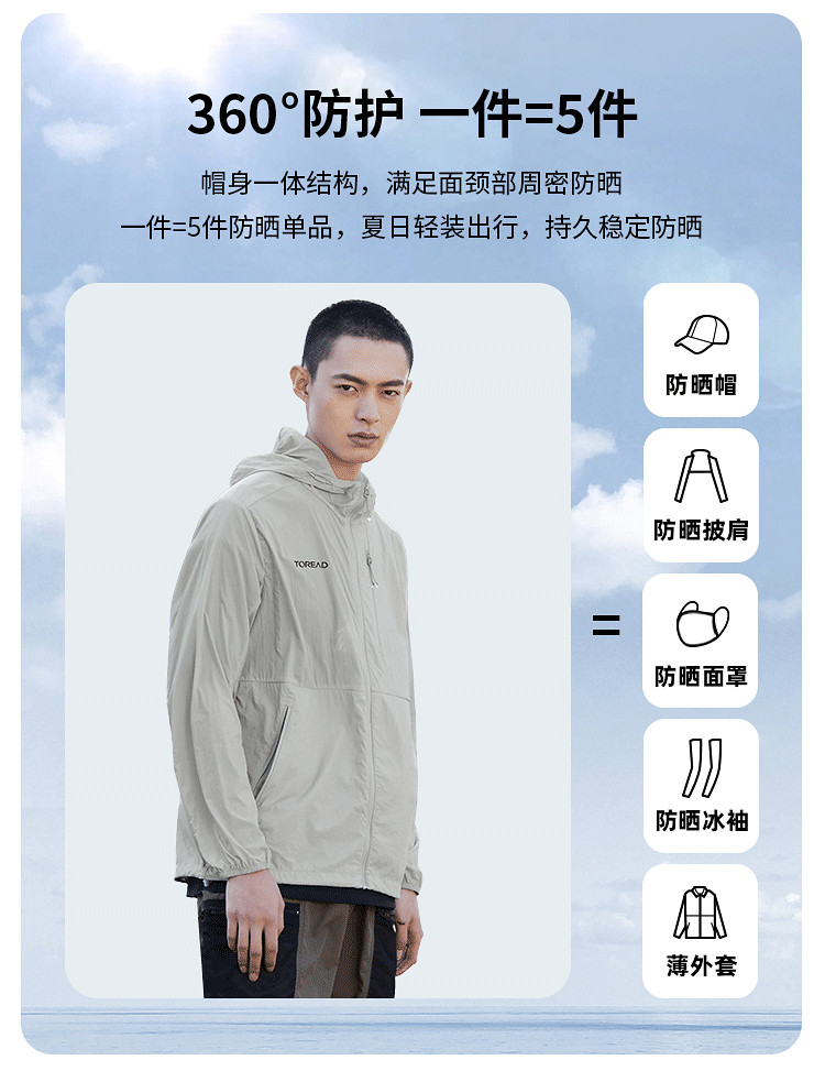探路者 2022新款 男女 户外防晒皮肤衣 图5