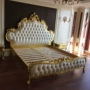 gỗ giường da tân cổ điển châu Âu khắc Mỹ sang trọng giường đôi giường hôn nhân 1,8 m 2 m giường chạm khắc công chúa - Giường giường xếp 2 người nằm