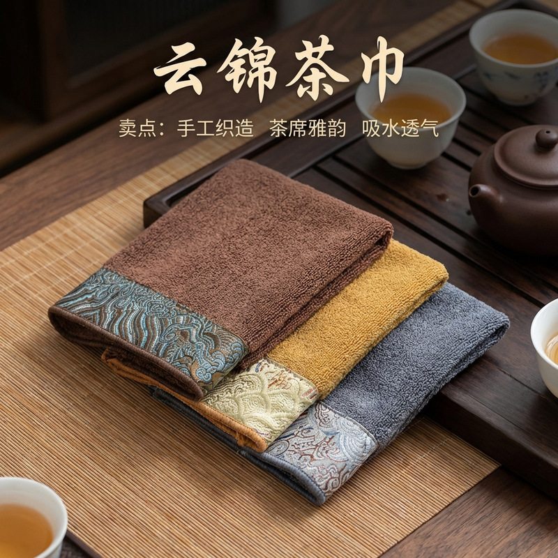Tea Towel Absorbent Cloth, High-End Thickened Tea Cloth, Special Rag for Tea Table, Tea Mat Cloth, Zen-Style Towel, Tea Set Accessories