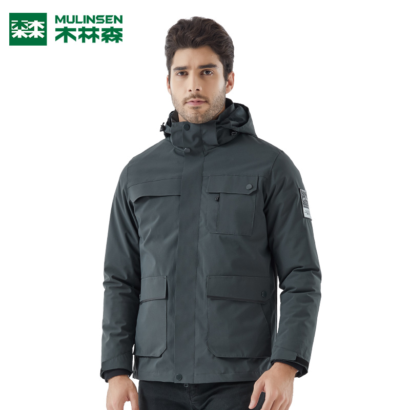 Wood Linson Outdoor Duvet Clothing Male Tide Card Detachable White Duck Suede Ski Plus Thick Size Spring Autumn Female Mountaineering Jacket