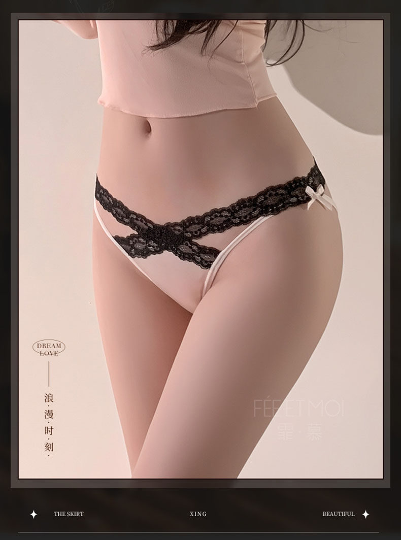 Feimu Lace Sheer Thong Panties detail 4