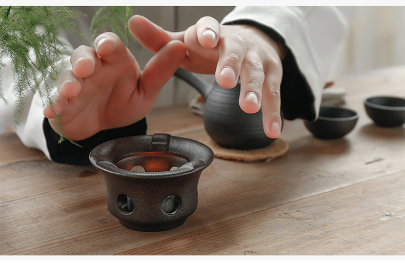 By Japanese ceramic mud dry black pottery alcohol lamp based Taiwan base boiled tea stove heating temperature tea stove teapot tea set