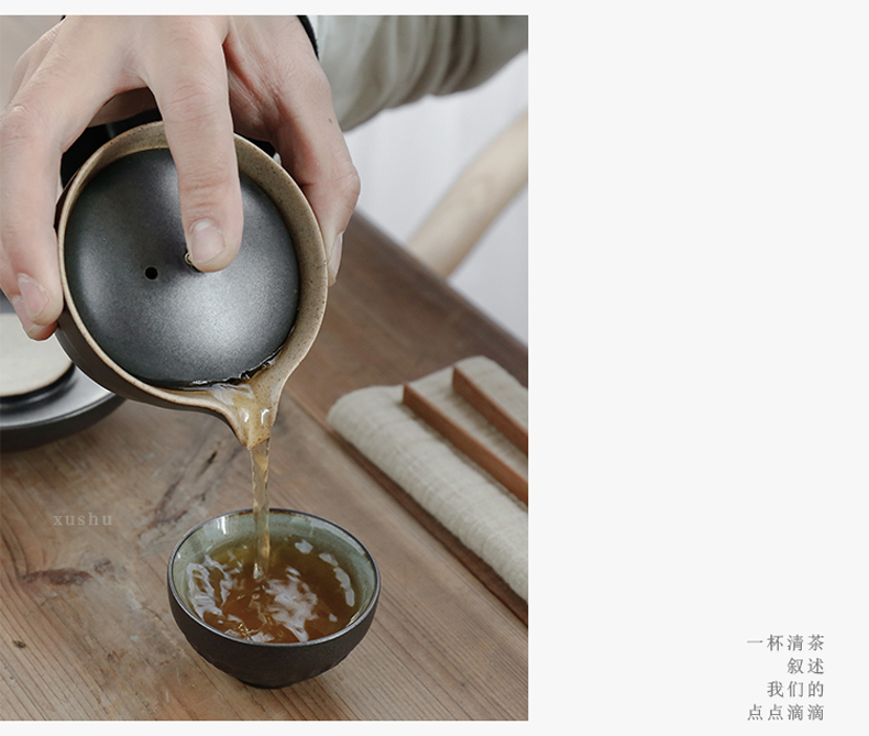 By hammer Japanese kung fu tea cups of black mud sample tea cup coarse pottery large master cup checking ceramic bowl