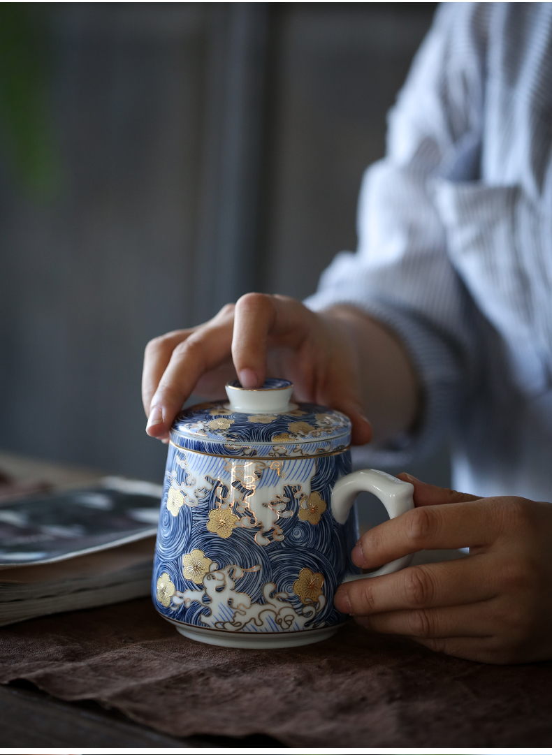 By clay mugs jingdezhen boss office glass cup checking ceramic household enamel with cover filter cups