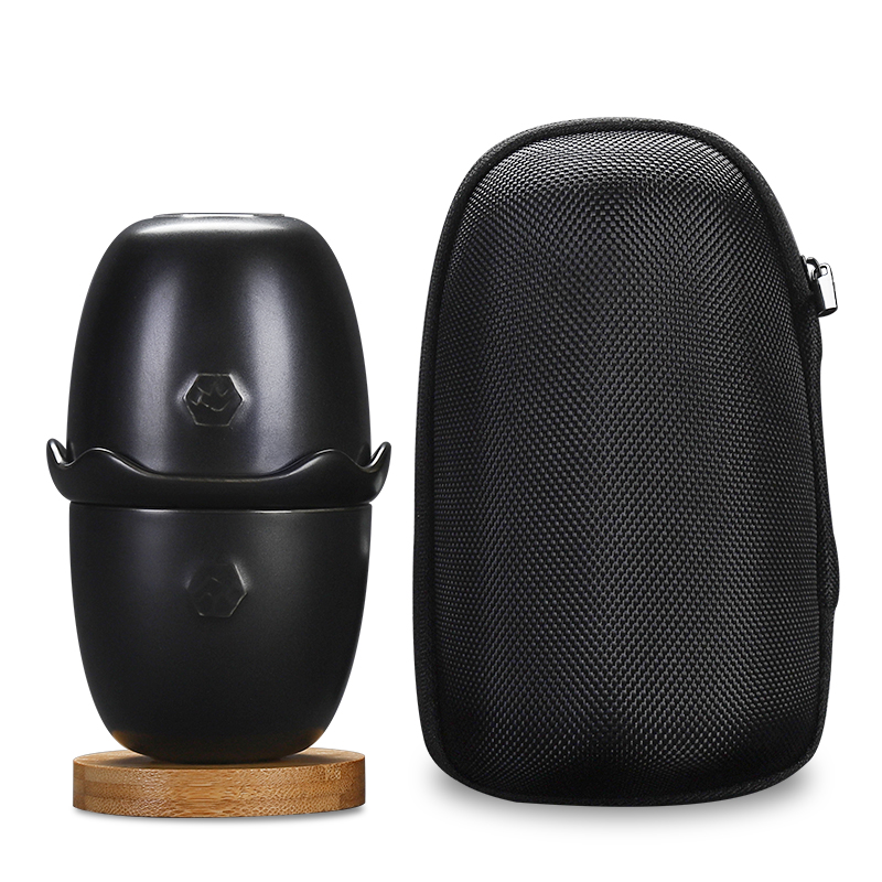 By mud crack glass ceramic pot of two cups of a portable travel kung fu tea set office enamel - lined filter cups