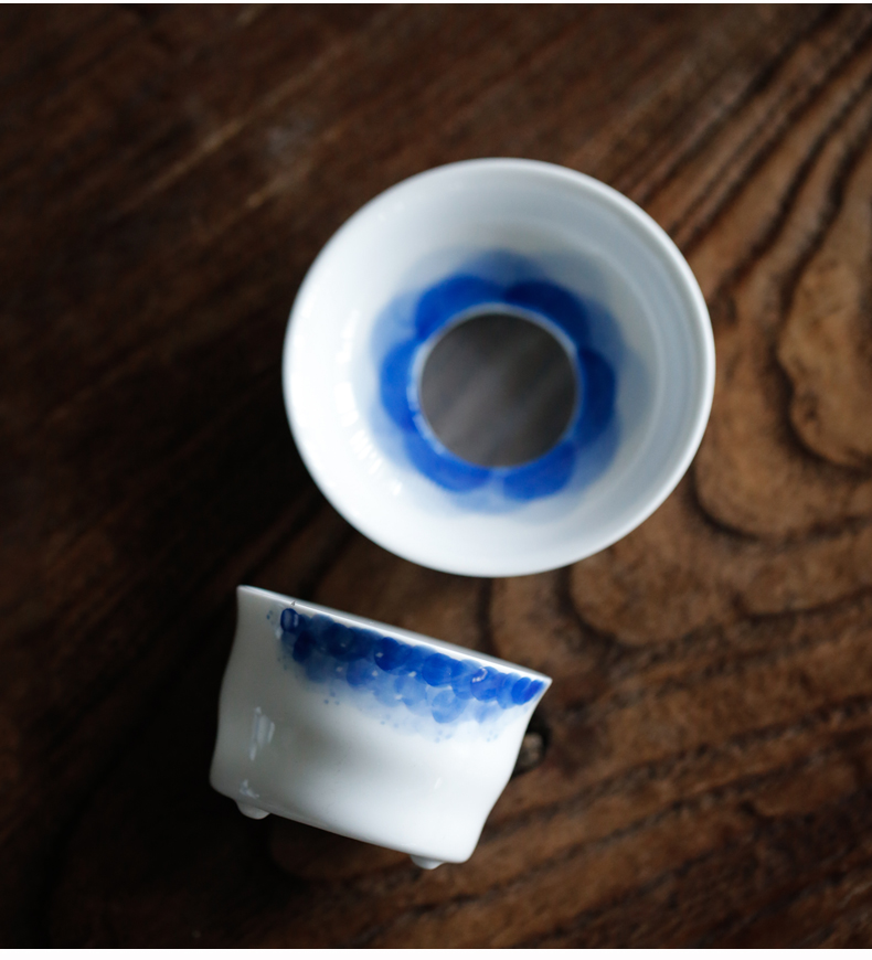 Hand - made by clay was suit jingdezhen thin foetus by Hand only three tureen household kung fu tea set of tea cups