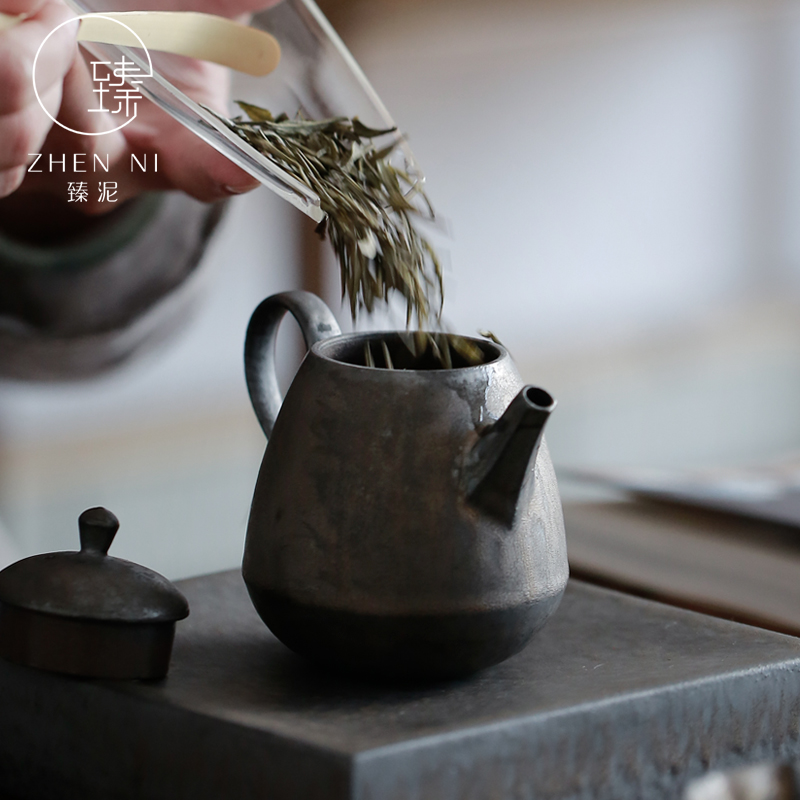 By Japanese gold teapot restoring ancient ways is pure manual ball hole mud filtration pot of up with rust glaze ceramic tea, single pot