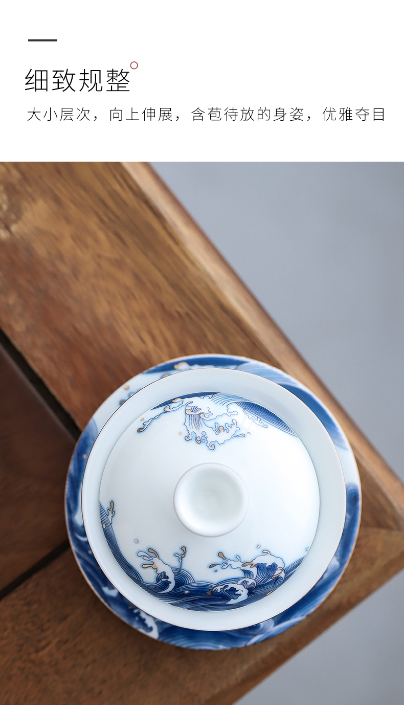 By mud see colour tureen enamel porcelain worship to use household only thin foetus ceramic three bowls of kung fu tea tea